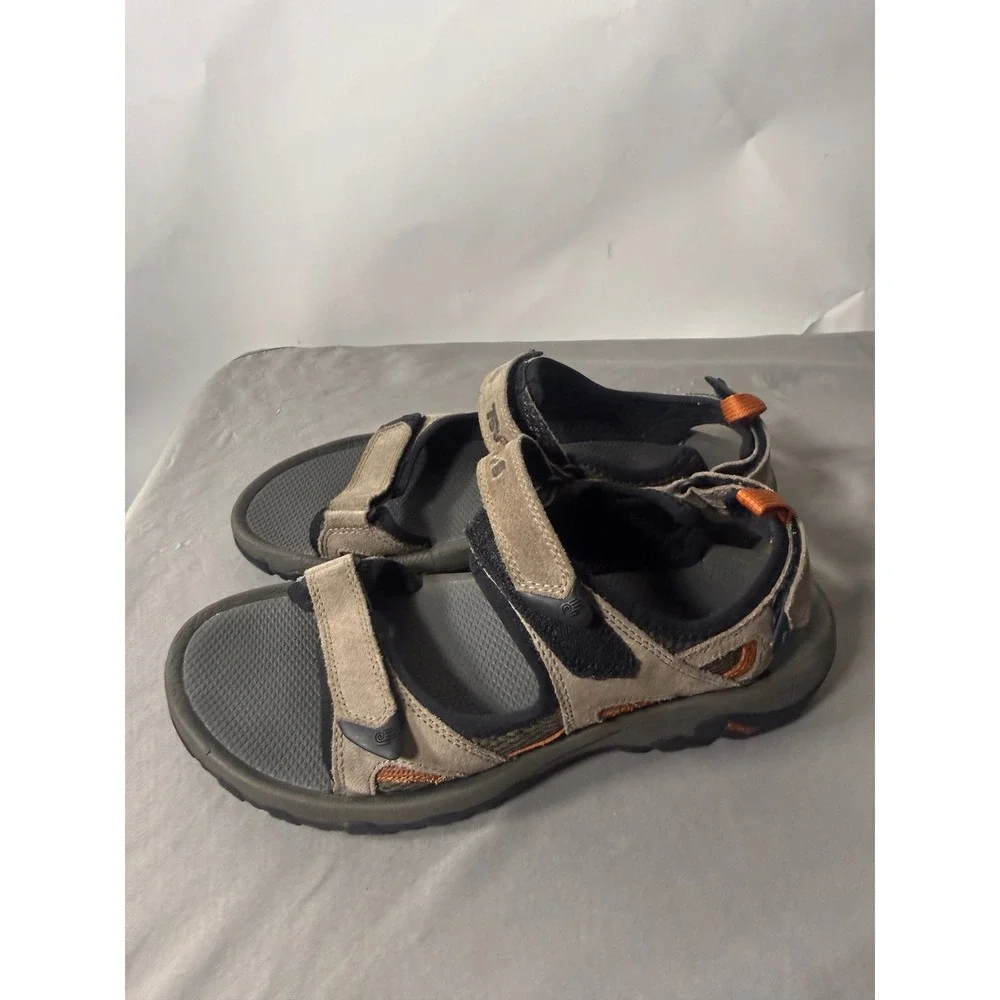Teva Mens Size 11 Hiking Sandals Tan Olive Green Suede Strappy Outdoor Shoes